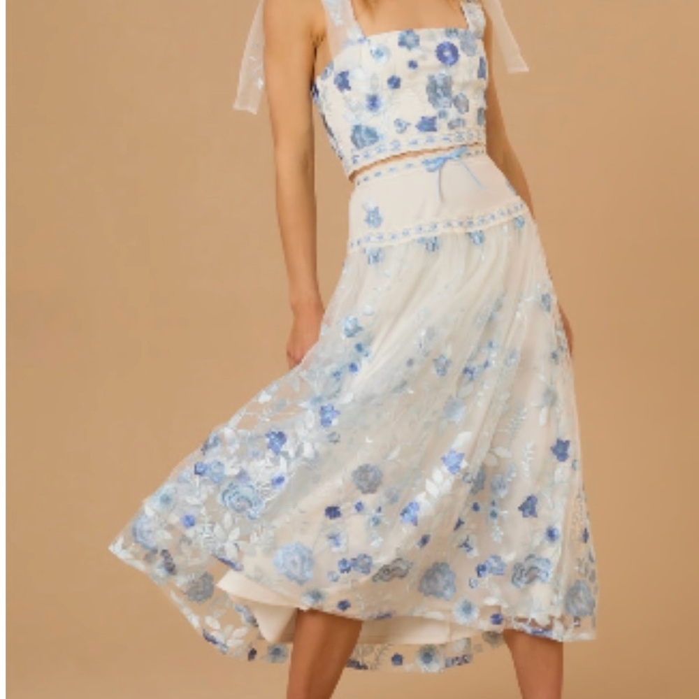 Altard state Floral Blue and White Two-Piece Dress